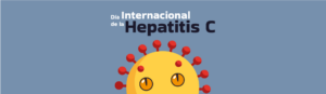 Ilustración del virus de la hepatitis C con el texto: Día Internacional de la Hepatitis C